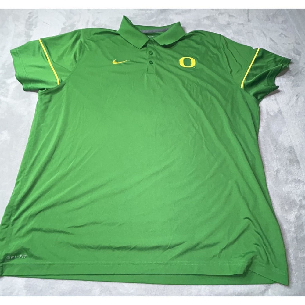 Mens Oregon Ducks Green Polo Shirt Golf Performance Dri Fit On Field Nike 3XL
